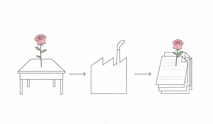 Illustration of a written toner pad sourcing route, not a street map